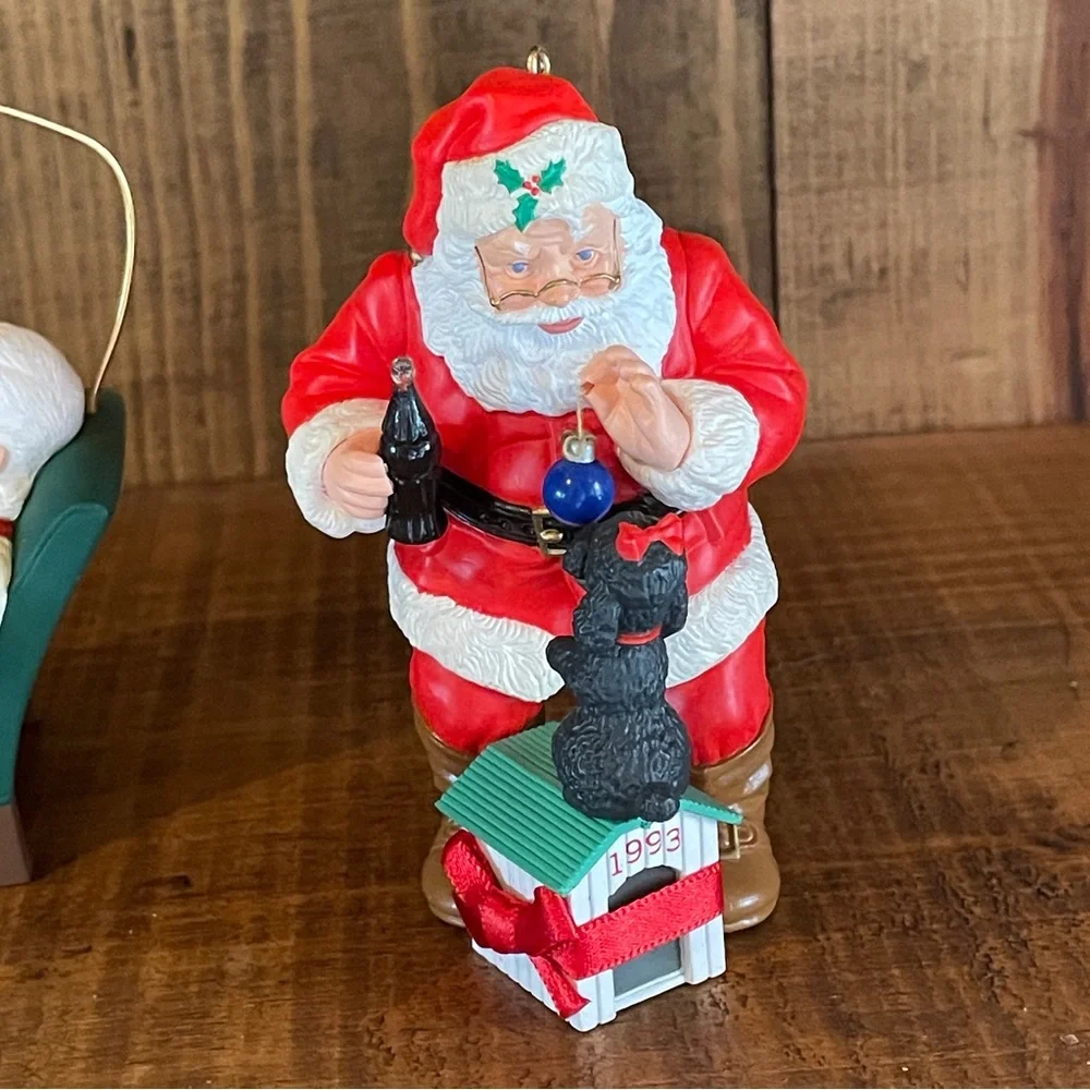 Bundle of 3 1990's Hallmark Coca Cola Santa Claus Christmas Ornaments